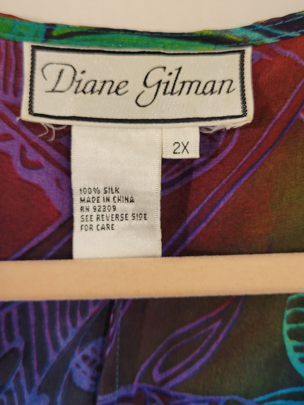 Diane Gilman 2X Silk Paisley Tunic Top Beaded Tassel Hem Colorful - Picture 3 of 8